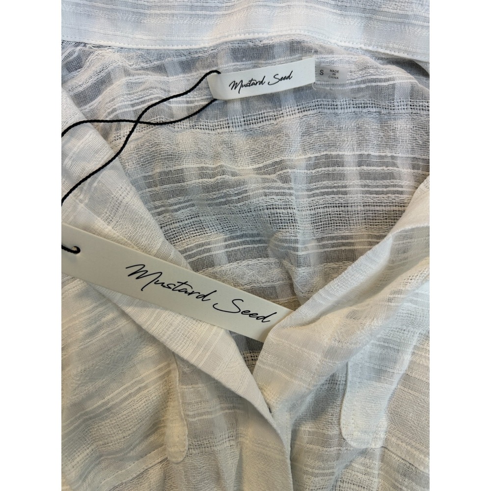 Mustard Seed White 2 Piece Cotton Textured Twist Crop Top & Shorts Set Small - Picture 11 of 16
